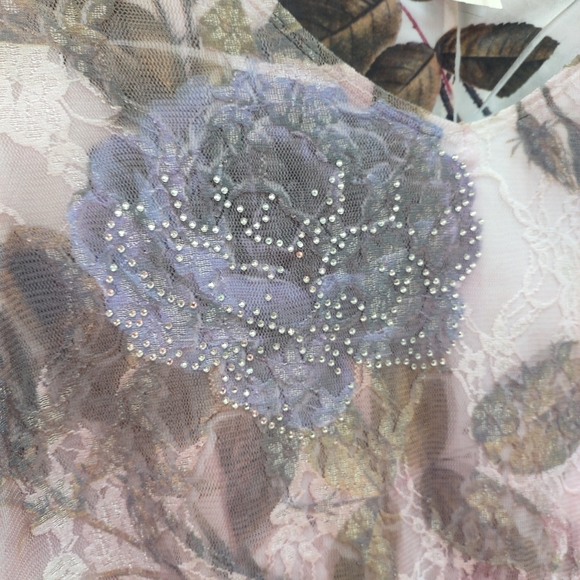 Brittany Black Women's Blouse Laced outer with printed floral size PM - Picture 8 of 12